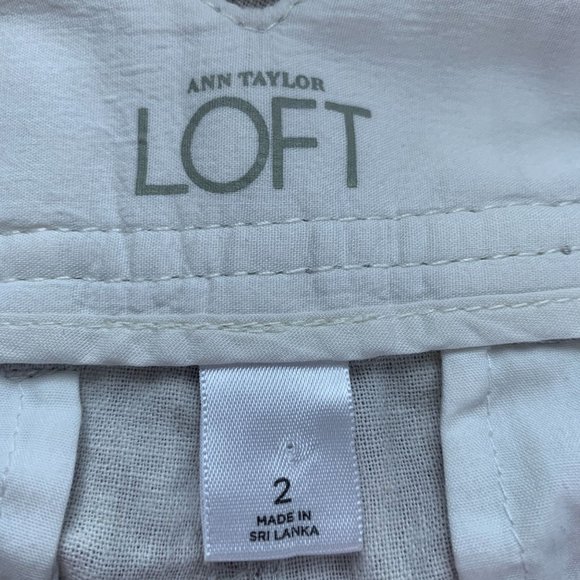 LOFT 2 Linen Shorts Floral 34 X 5.5 Beige Tan High - Picture 3 of 4